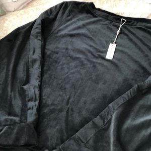 MAX Studio Velour Black slouchy pullover top.